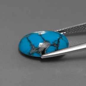 Turchese naturale blu da 3,74 ct, taglio ovale, opaco