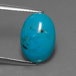 Turchese naturale blu da 3,93 ct, taglio ovale, opaco