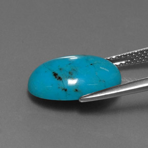 Turchese naturale blu da 3,93 ct, taglio ovale, opaco