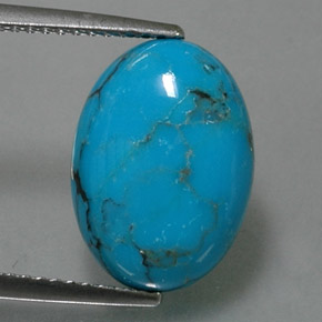 Turchese naturale blu da 3,95 ct, taglio ovale, opaco