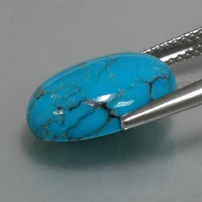 Turchese naturale blu da 3,95 ct, taglio ovale, opaco