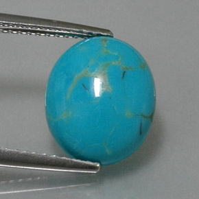 Turchese naturale blu da 3,06 ct, taglio ovale, opaco