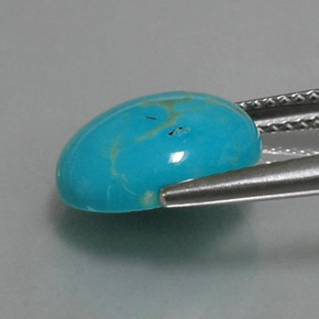 Turchese naturale blu da 3,06 ct, taglio ovale, opaco