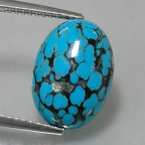 Turchese naturale blu da 3,92 ct, taglio ovale, opaco