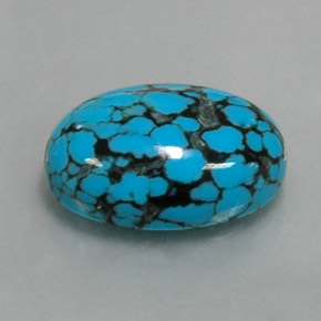 Turchese naturale blu da 3,92 ct, taglio ovale, opaco