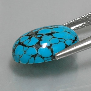Turchese naturale blu da 3,92 ct, taglio ovale, opaco