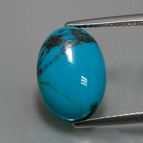 Turchese naturale blu da 3,83 ct, taglio ovale, opaco