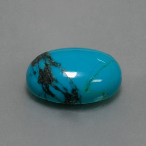 Turchese naturale blu da 3,83 ct, taglio ovale, opaco