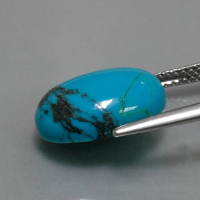Turchese naturale blu da 3,83 ct, taglio ovale, opaco