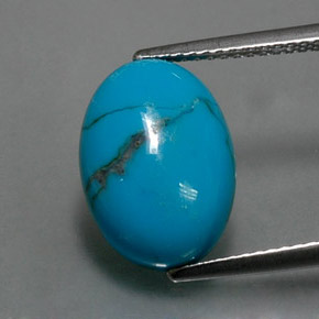 Turchese naturale blu da 3,78 ct, taglio ovale, opaco