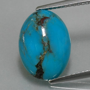 Turchese naturale blu da 4,14 ct, taglio ovale, opaco