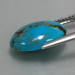 Turchese naturale blu da 4,14 ct, taglio ovale, opaco