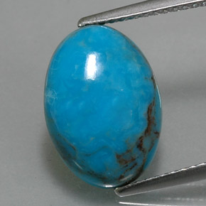 Turchese naturale blu da 3,97 ct, taglio ovale, opaco