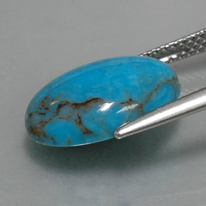 Turchese naturale blu da 3,97 ct, taglio ovale, opaco