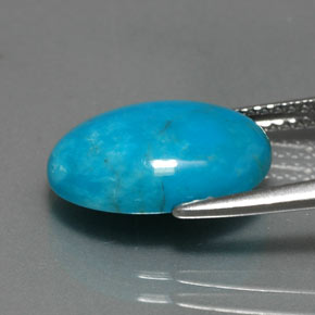 Turchese naturale blu da 4,37 ct, taglio ovale, opaco