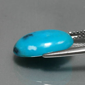 Turchese naturale blu da 3,86 ct, taglio ovale, opaco