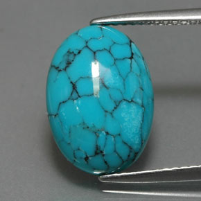 Turchese naturale blu da 3,96 ct, taglio ovale, opaco