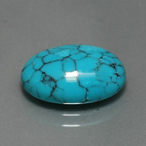 Turchese naturale blu da 3,96 ct, taglio ovale, opaco