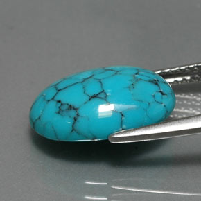 Turchese naturale blu da 3,96 ct, taglio ovale, opaco