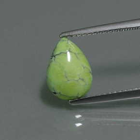 Turchese naturale verde da 1,75 ct, taglio a pera, opaco