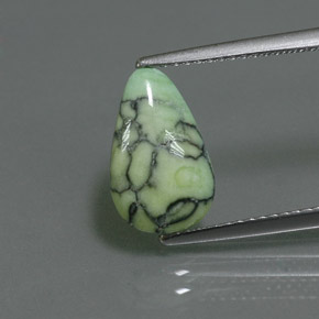 Turchese naturale verde da 2,02 ct, taglio a pera, opaco