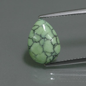 Turchese naturale verde da 2,41 ct, taglio a pera, opaco