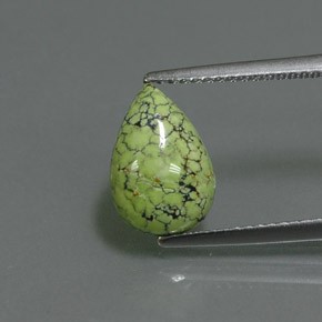 Turchese naturale verde da 1,83 ct, taglio a pera, opaco
