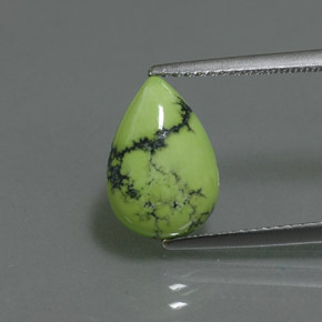 Turchese naturale verde da 2,60 ct, taglio a pera, opaco