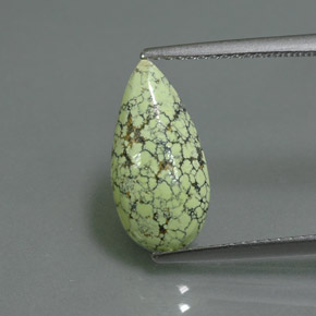 Turchese naturale verde da 1,85 ct, taglio a pera, opaco