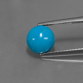Turchese naturale blu da 1,57 ct, taglio rotondo, opaco
