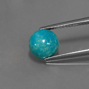 Turchese naturale blu da 2,07 ct, taglio rotondo, opaco