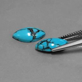 Gemme di Turchese Blu naturale da  ct, Taglio marquise, Opaco