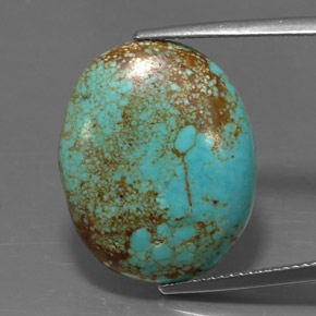 Turchese naturale verde da 12,94 ct, taglio ovale, opaco