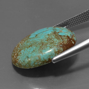 Turchese naturale verde da 12,94 ct, taglio ovale, opaco