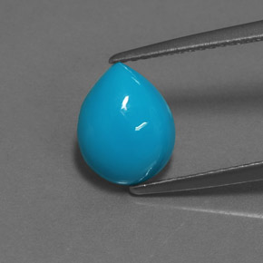 Turchese naturale blu da 2,00 ct, taglio a pera, opaco
