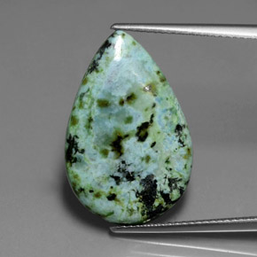 Turchese naturale verde da 8,44 ct, taglio a pera, opaco