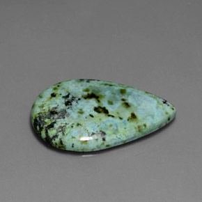 Turchese naturale verde da 8,44 ct, taglio a pera, opaco