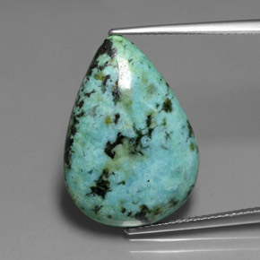 Turchese naturale verde da 13,34 ct, taglio a pera, opaco