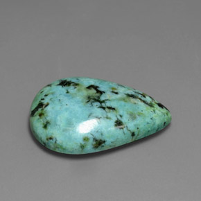 Turchese naturale verde da 13,34 ct, taglio a pera, opaco