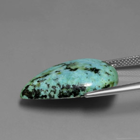 Turchese naturale verde da 13,34 ct, taglio a pera, opaco