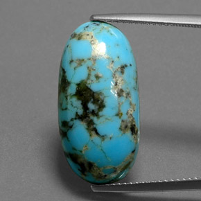 Turchese naturale blu da 8,97 ct, taglio ovale, opaco