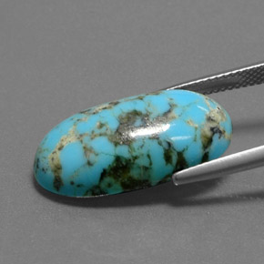 Turchese naturale blu da 8,97 ct, taglio ovale, opaco