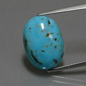 Turchese naturale blu da 6,96 ct, taglio ovale, opaco