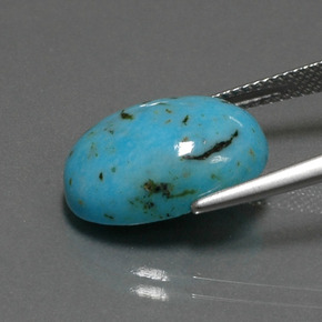 Turchese naturale blu da 6,96 ct, taglio ovale, opaco