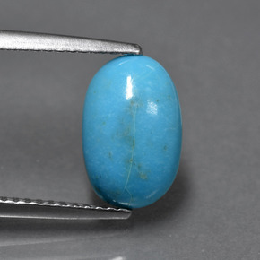 Turchese naturale blu da 1,74 ct, taglio ovale, opaco