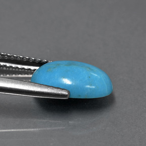 Turchese naturale blu da 1,74 ct, taglio ovale, opaco