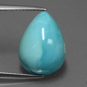 Turchese naturale blu da 5,14 ct, taglio a pera, opaco