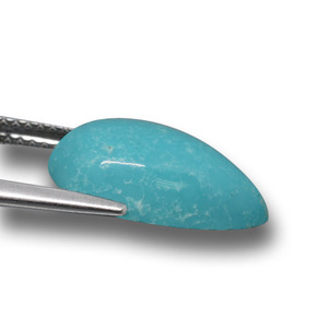 Turchese naturale blu da 4,42 ct, taglio a pera, opaco