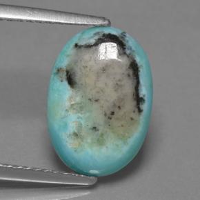 Turchese naturale blu da 2,72 ct, taglio ovale, opaco