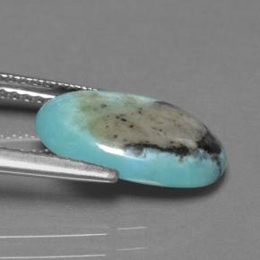 Turchese naturale blu da 2,72 ct, taglio ovale, opaco